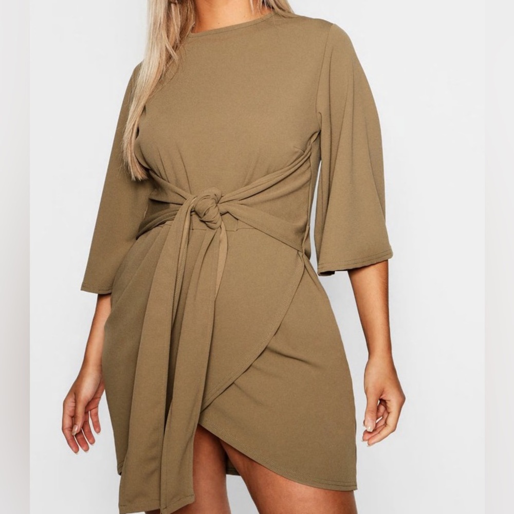 KIMONO SLEEVE TIE WRAP DRESS